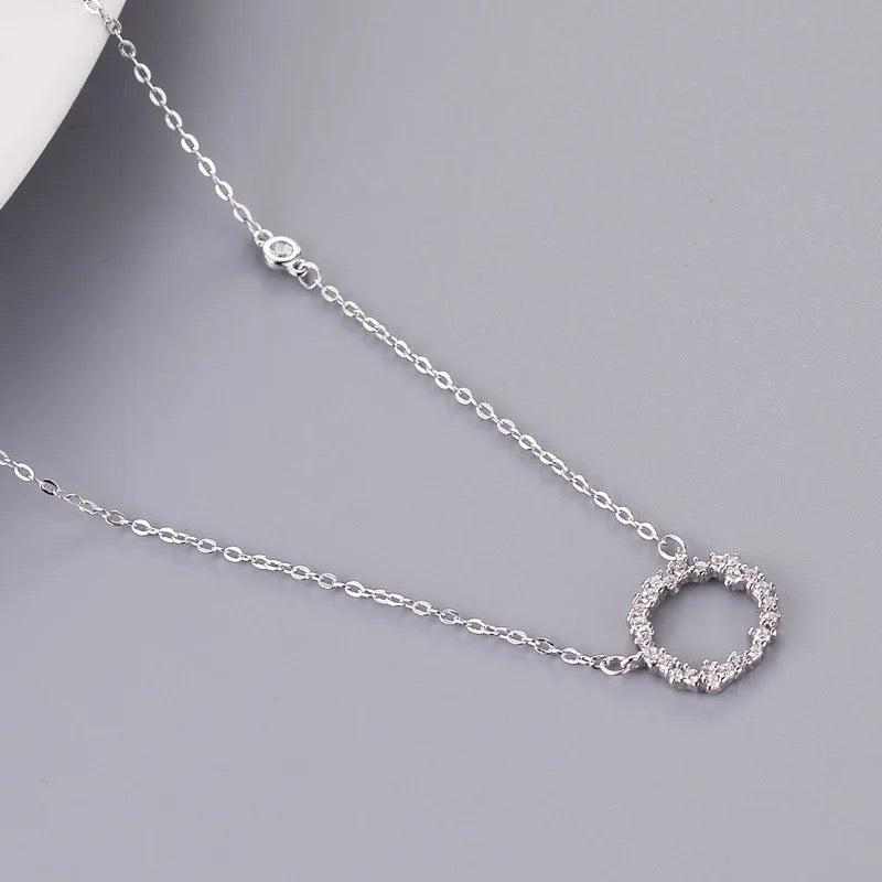 New Arrivals 925 Sterling Silver Crystal Round Necklaces Pendant Hot Sale