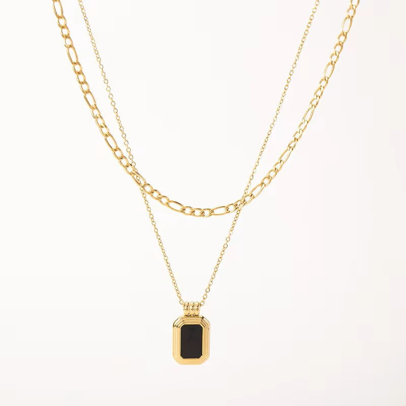 CHIARA LAYERED NECKLACE | BLACK ONYX 14KT