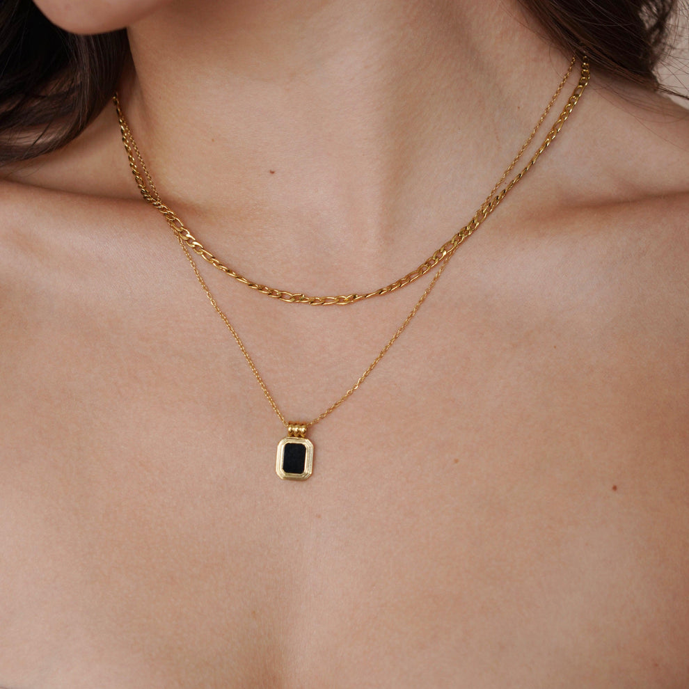CHIARA LAYERED NECKLACE | BLACK ONYX 14KT