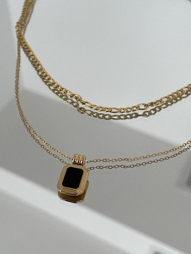 CHIARA LAYERED NECKLACE | BLACK ONYX 14KT
