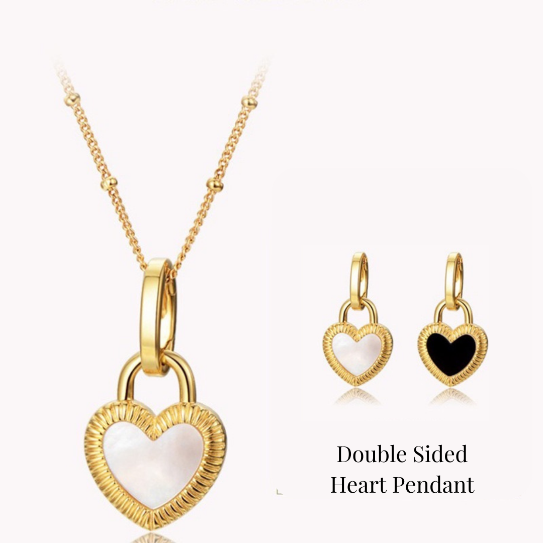 DOUBLE-SIDED HEART NECKLACE 18KT