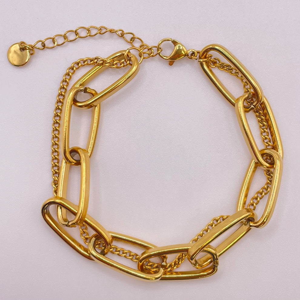 GOLD THICK LINK LAYERED BRACELET