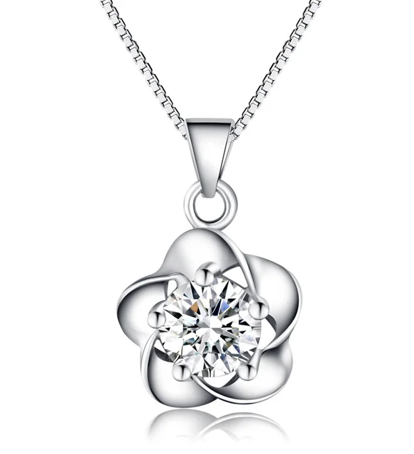 925 Sterling Silver Cubic Zirconia Flower Jewelry Set For Women