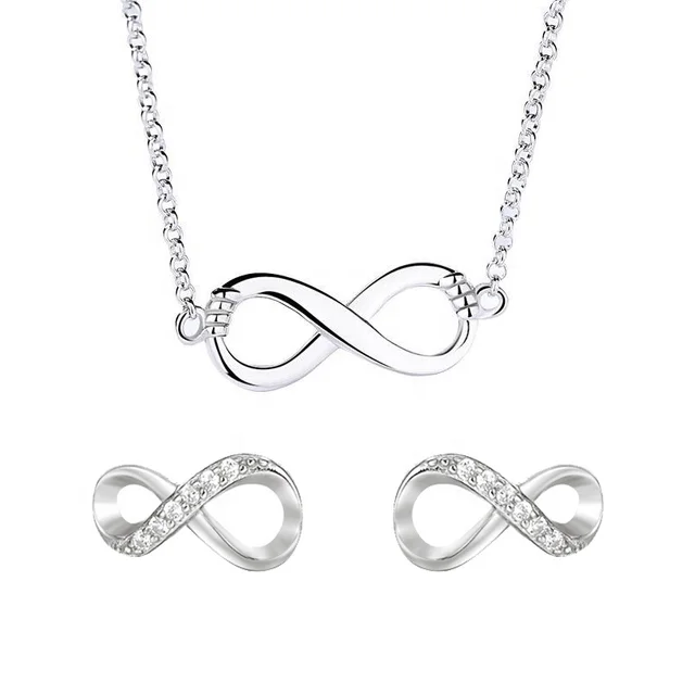 925 Sterling Silver Infinity Jewelry Sets earrings necklace