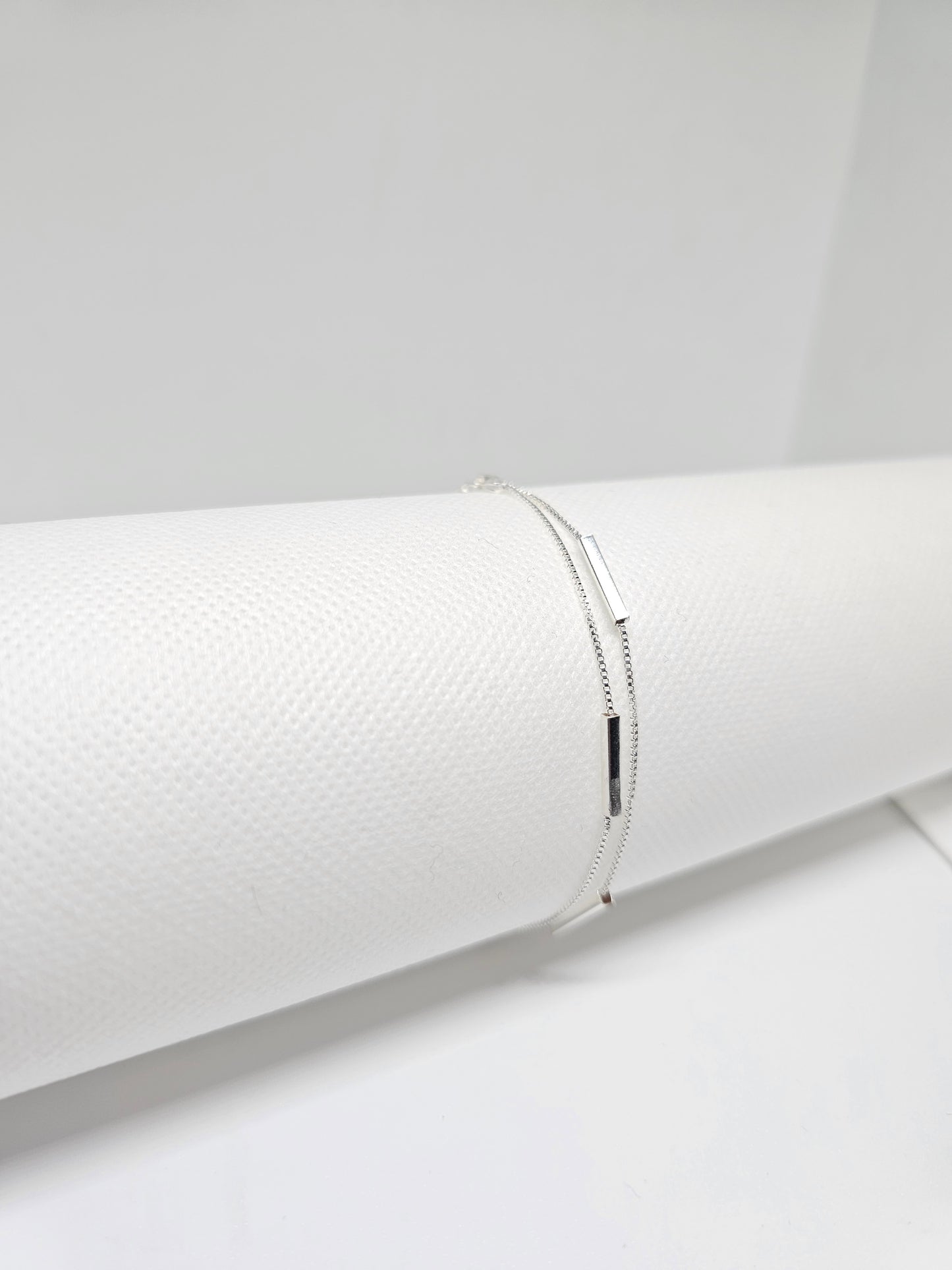 925 Silver Geometric double layer Charm Bracelet Women