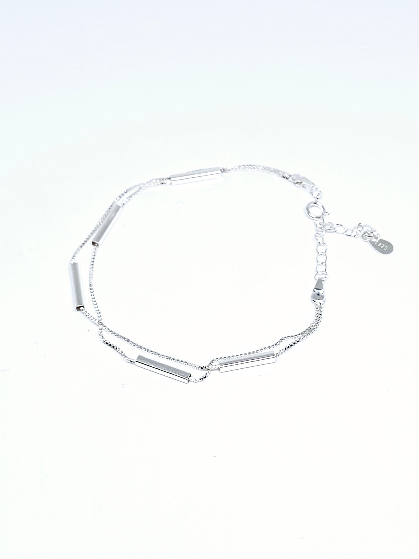 925 Silver Geometric double layer Charm Bracelet Women