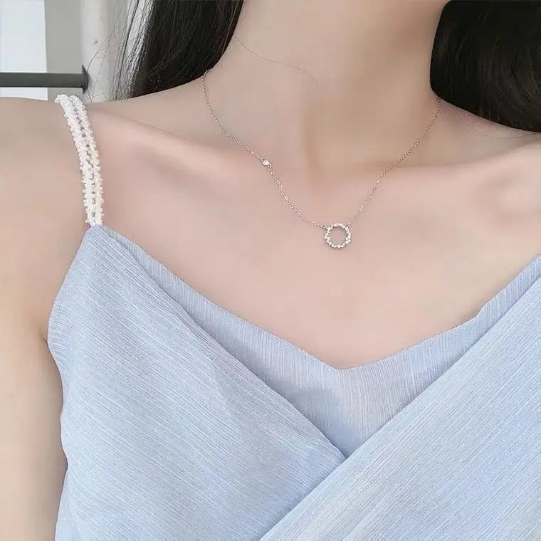 New Arrivals 925 Sterling Silver Crystal Round Necklaces Pendant Hot Sale