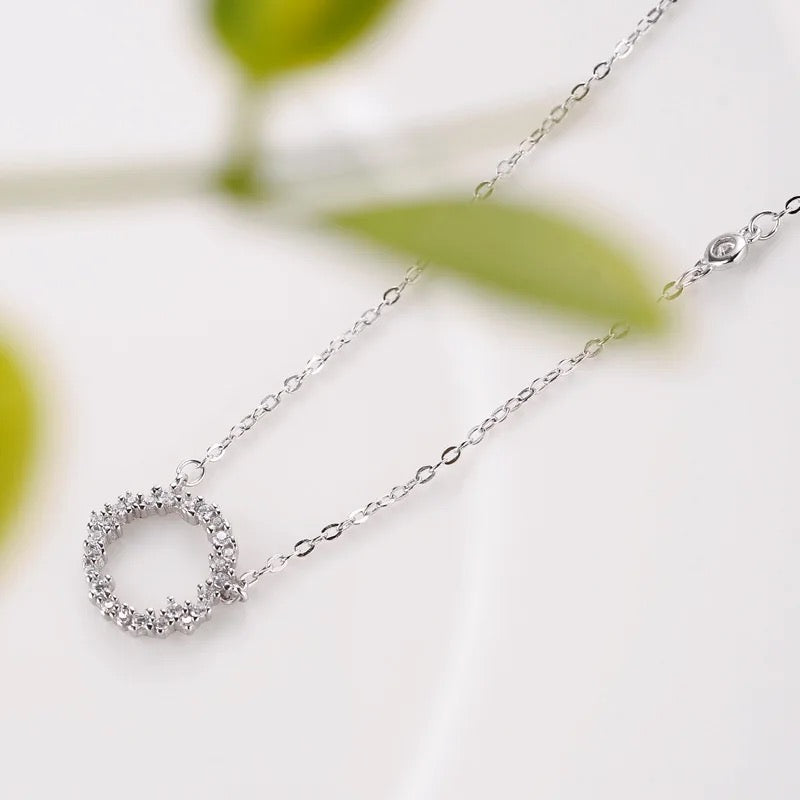 New Arrivals 925 Sterling Silver Crystal Round Necklaces Pendant Hot Sale