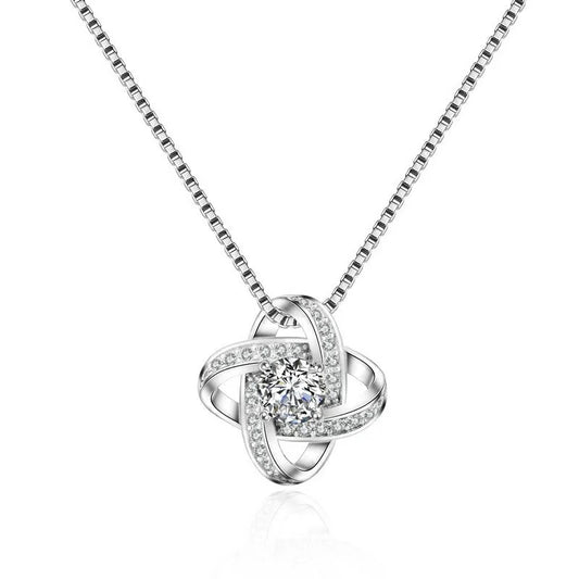 925 Sterling Silver Crystal Clover Necklaces Pendant