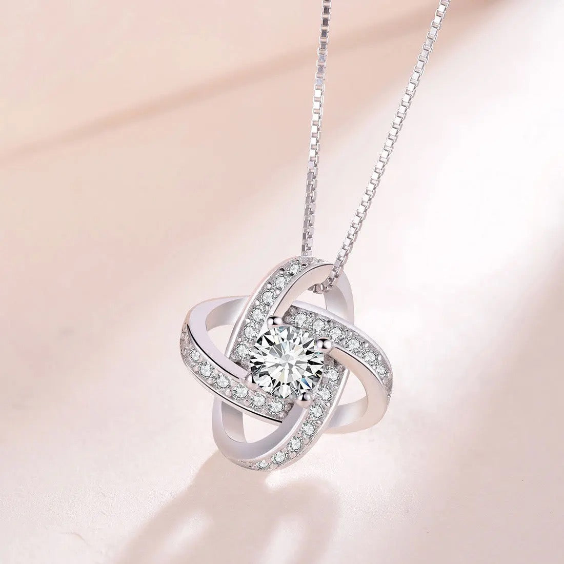 925 Sterling Silver Crystal Clover Necklaces Pendant