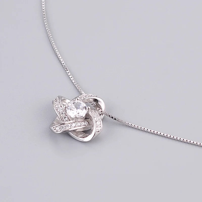 925 Sterling Silver Crystal Clover Necklaces Pendant
