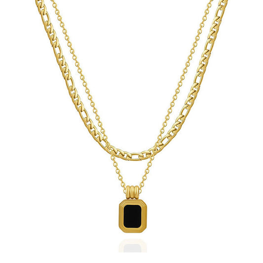 CHIARA LAYERED NECKLACE | BLACK ONYX 14KT