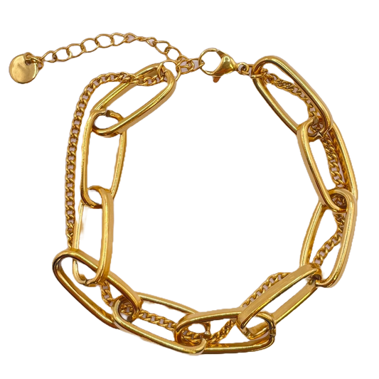 GOLD THICK LINK LAYERED BRACELET